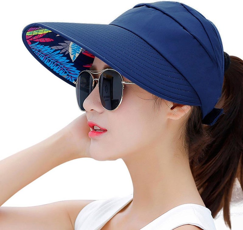 HINDAWI Sun Hats for Women Wide Brim UV Protection Sun Hat Summer Beach Packable Visor - Image 1